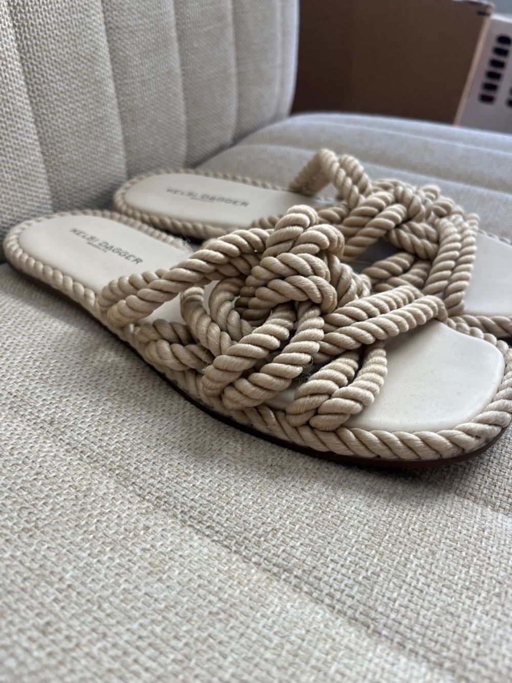 Kelsi dagger Brooklyn rope beachy slide sandals cream size 8 - Picture 5 of 6